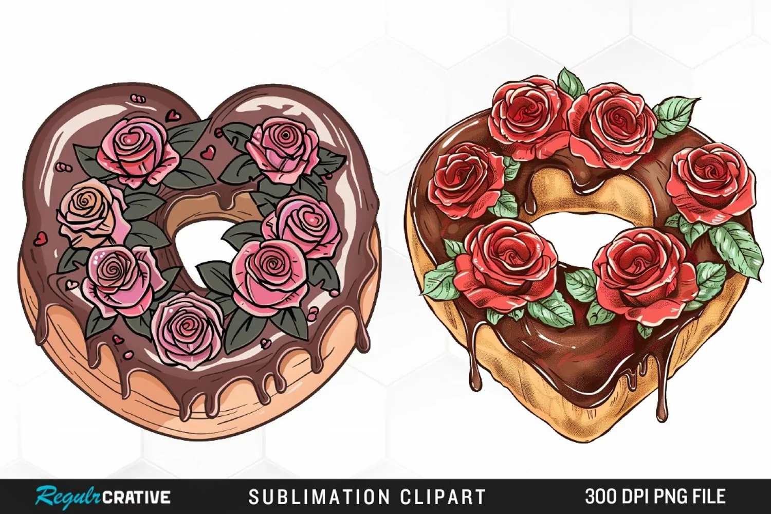 Watercolor Valentine Doughnut Exquisite Clipart product image 1
