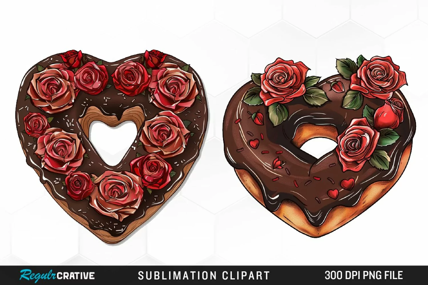 Watercolor Valentine Doughnut Exquisite Clipart product image 1