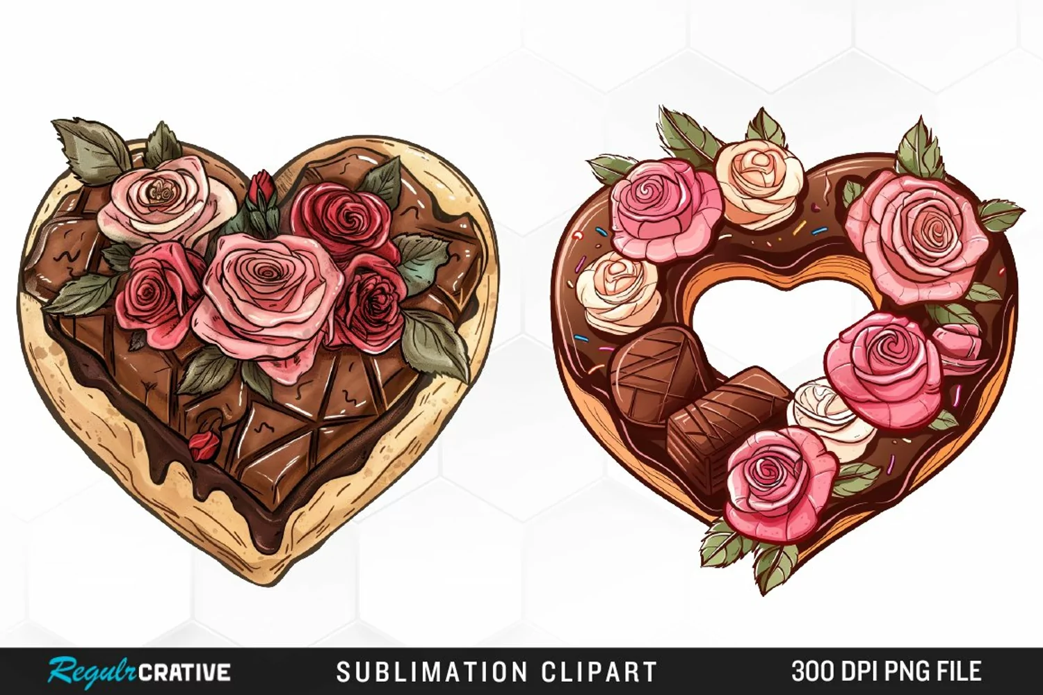 Watercolor Valentine Doughnut Exquisite Clipart product image 1