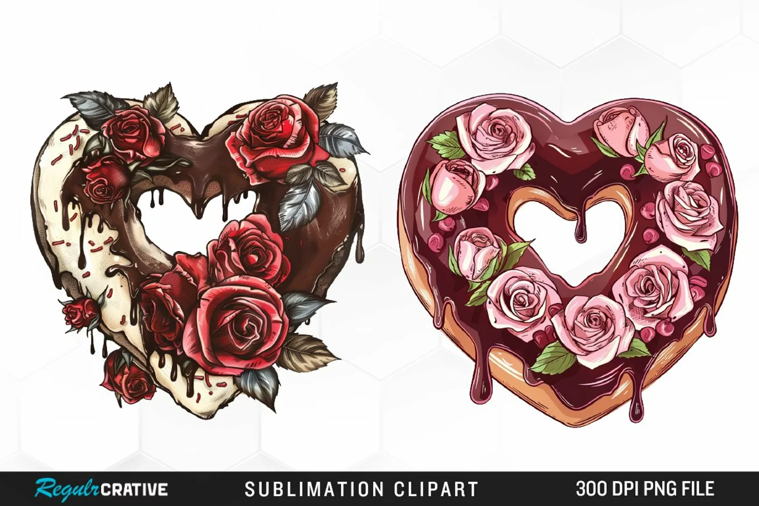 Watercolor Valentine Doughnut Exquisite Clipart product image 1