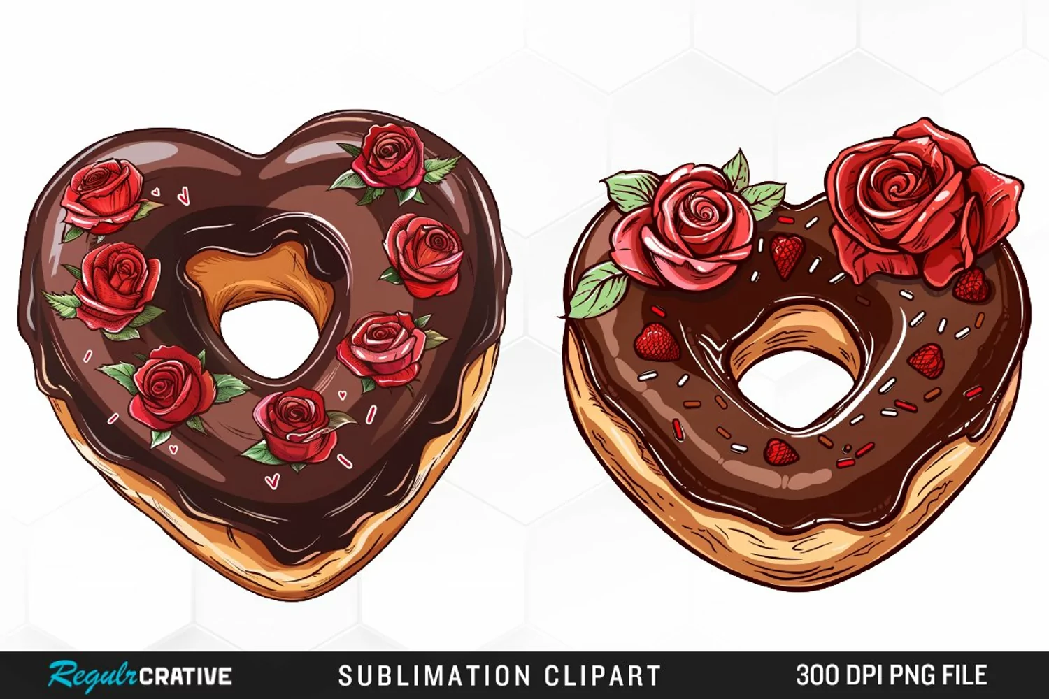 Watercolor Valentine Doughnut Exquisite Clipart product image 1