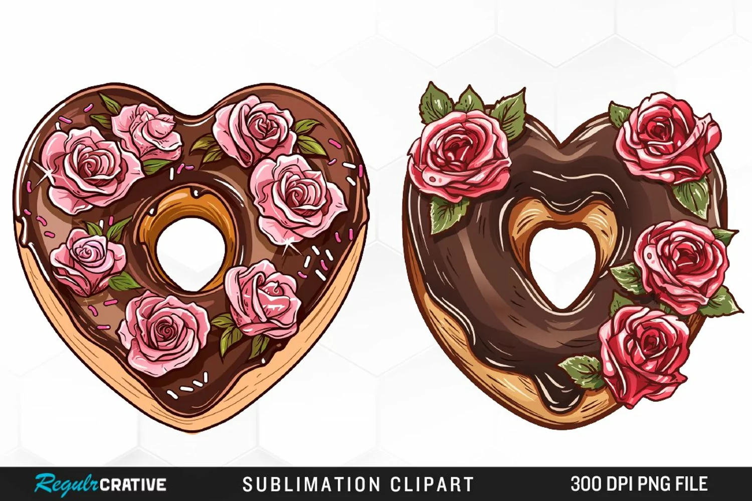 Watercolor Valentine Doughnut Exquisite Clipart product image 1