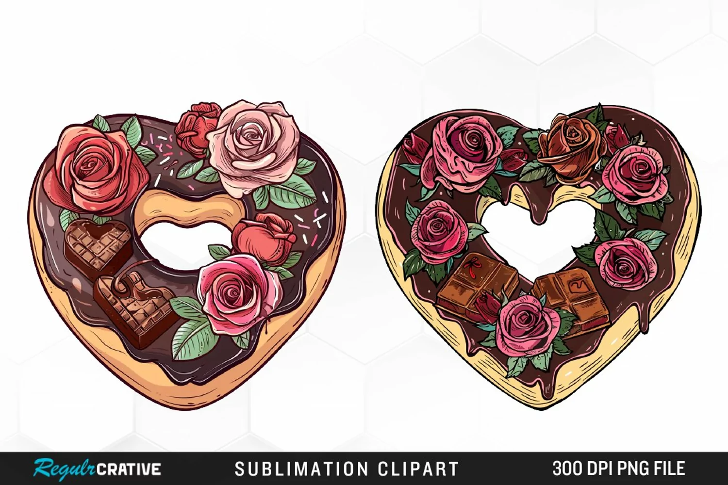 Watercolor Valentine Doughnut Exquisite Clipart product image 1