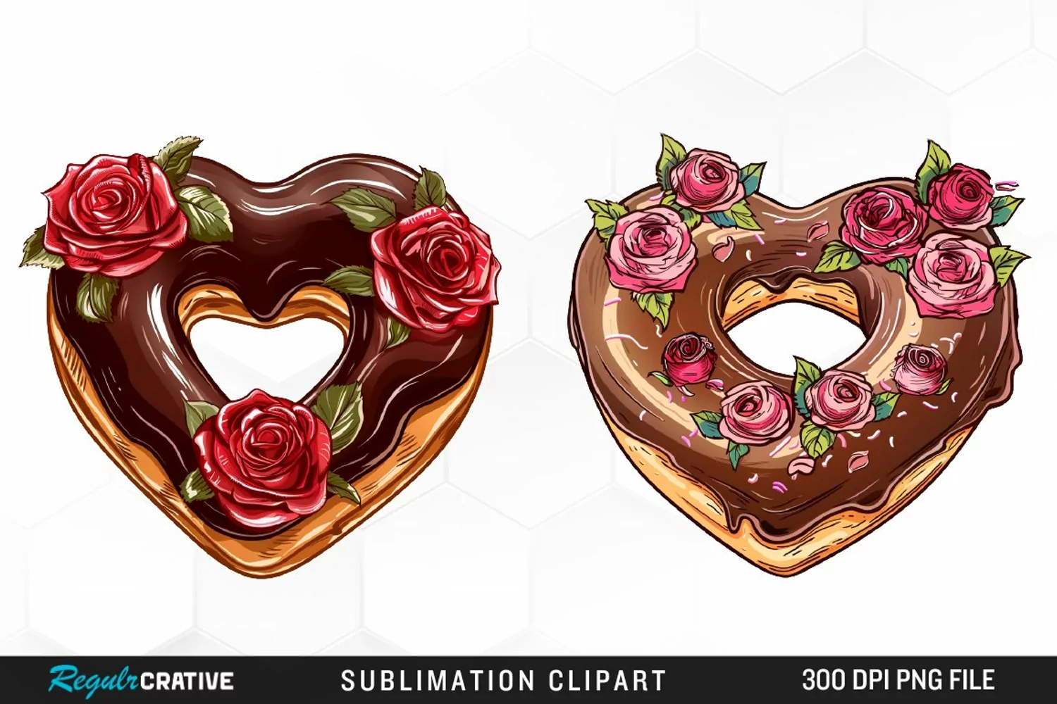 Watercolor Valentine Doughnut Exquisite Clipart product image 1