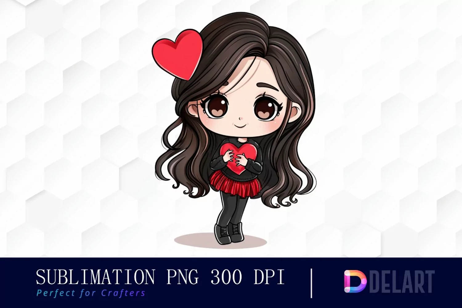 Valentine's Day Chibi Doll Design Clipart product image 1