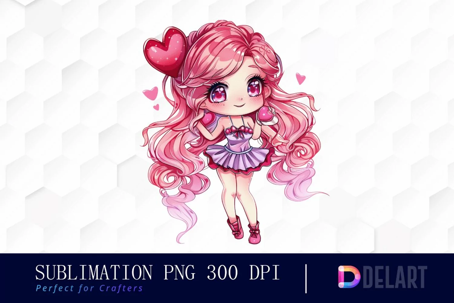 Valentine's Day Chibi Doll Illustration Clipart product image 1