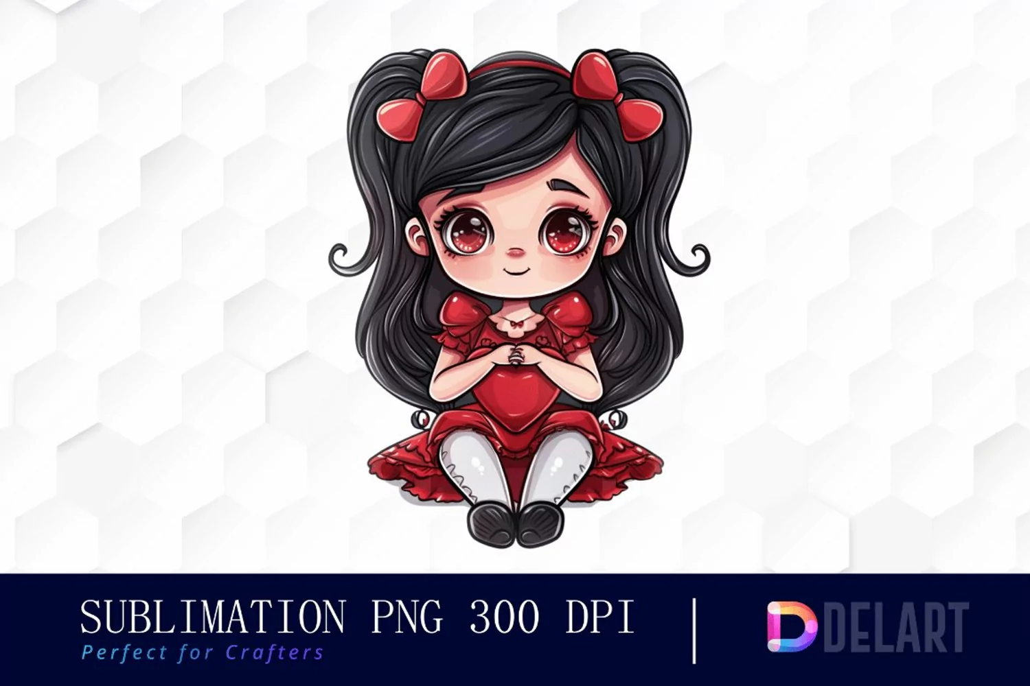 Valentine's Day Chibi Doll Design Clipart product image 1