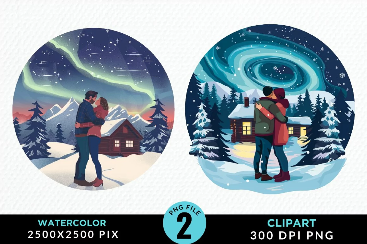Watercolor Valentine's Day Couple Exquisite Clipart product image 1
