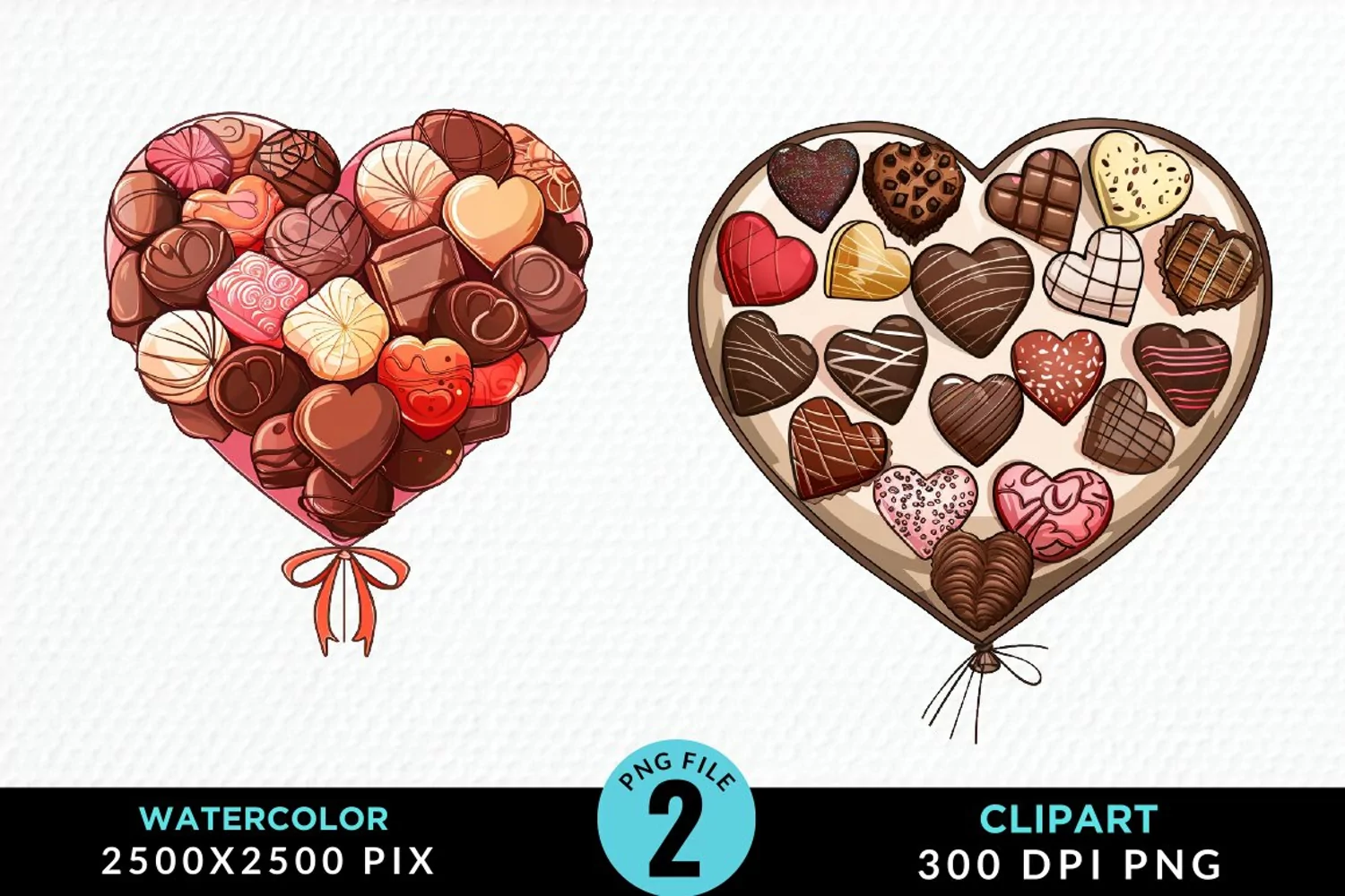 Watercolor Valentines Balloons Illustration Clipart product image 1
