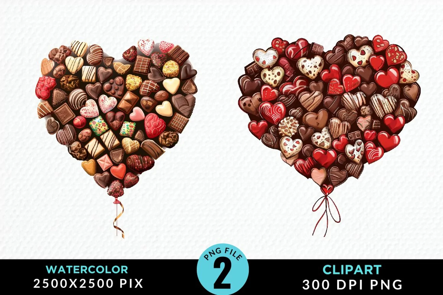 Watercolor Valentines Balloons Illustration Clipart product image 1