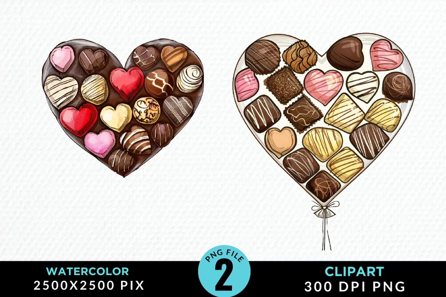 Watercolor Valentines Balloons Illustration Clipart product image 1