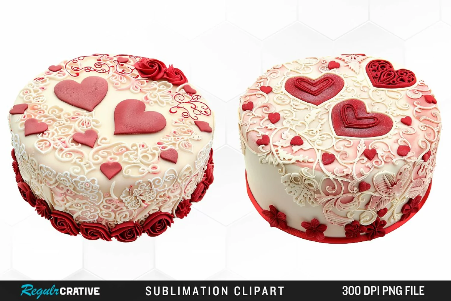 Watercolor Valentines Cakes Illustration Clipart product image 1