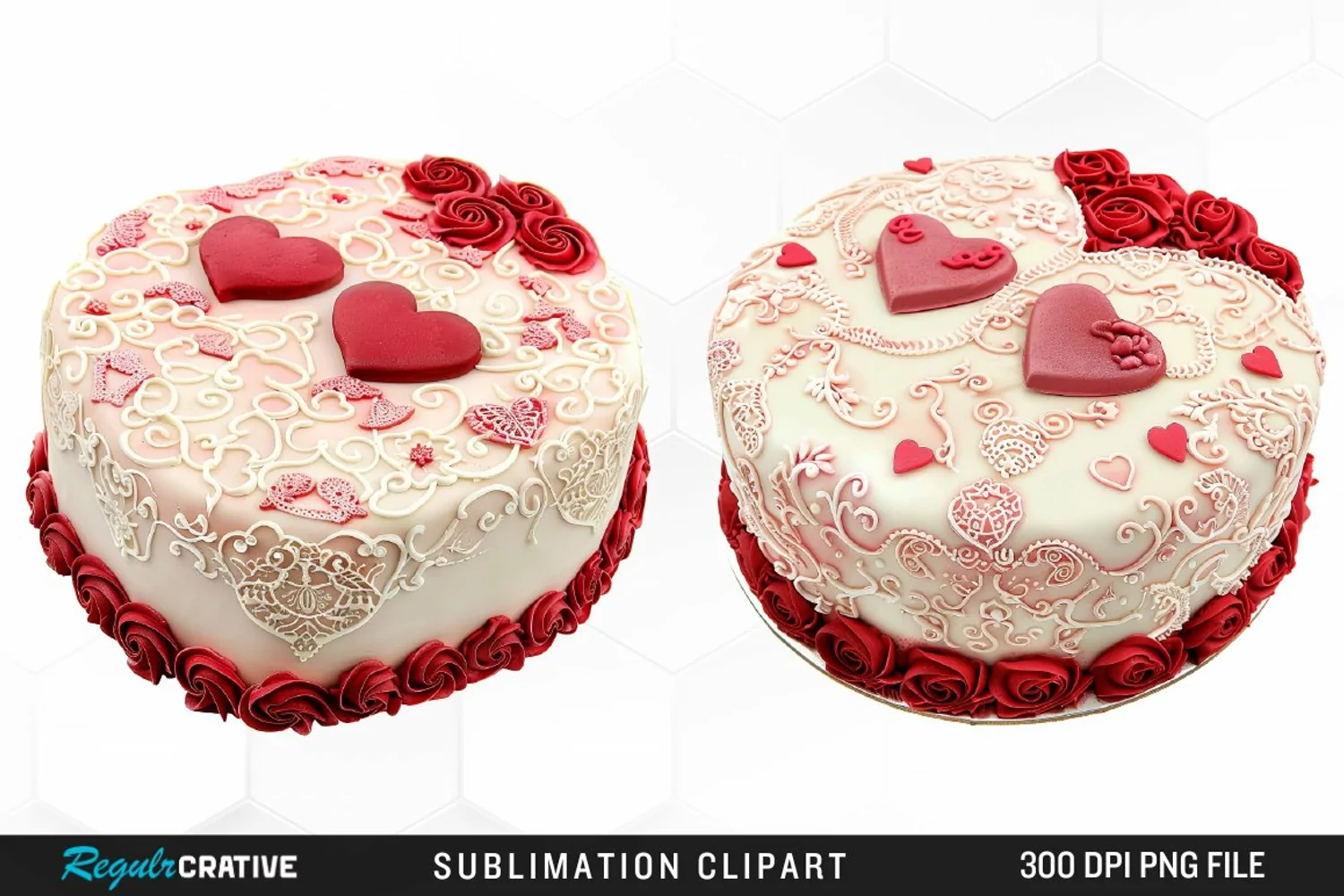 Watercolor Valentines Cakes Illustration Clipart product image 1