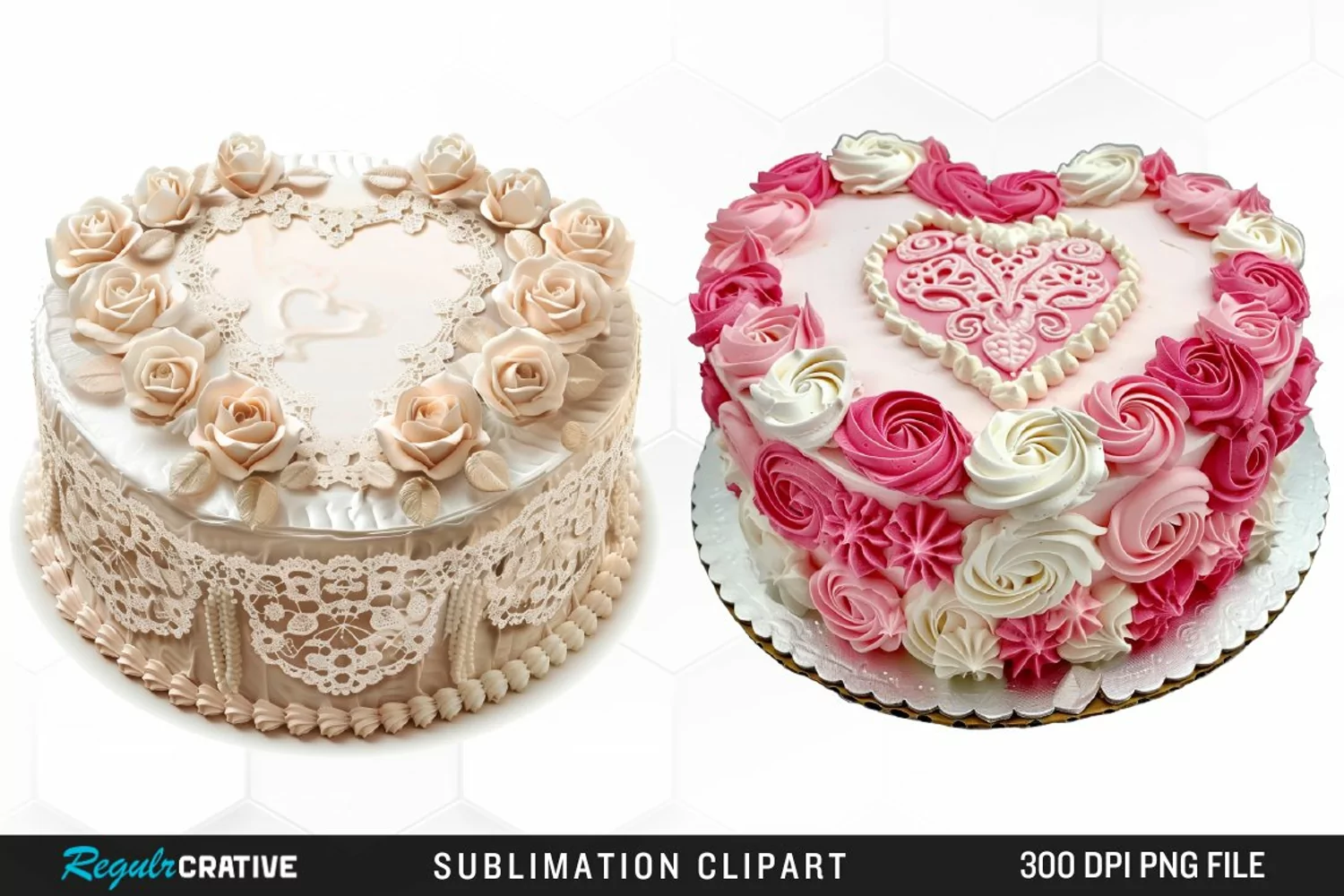 Watercolor Valentines Cakes Illustration Clipart product image 1