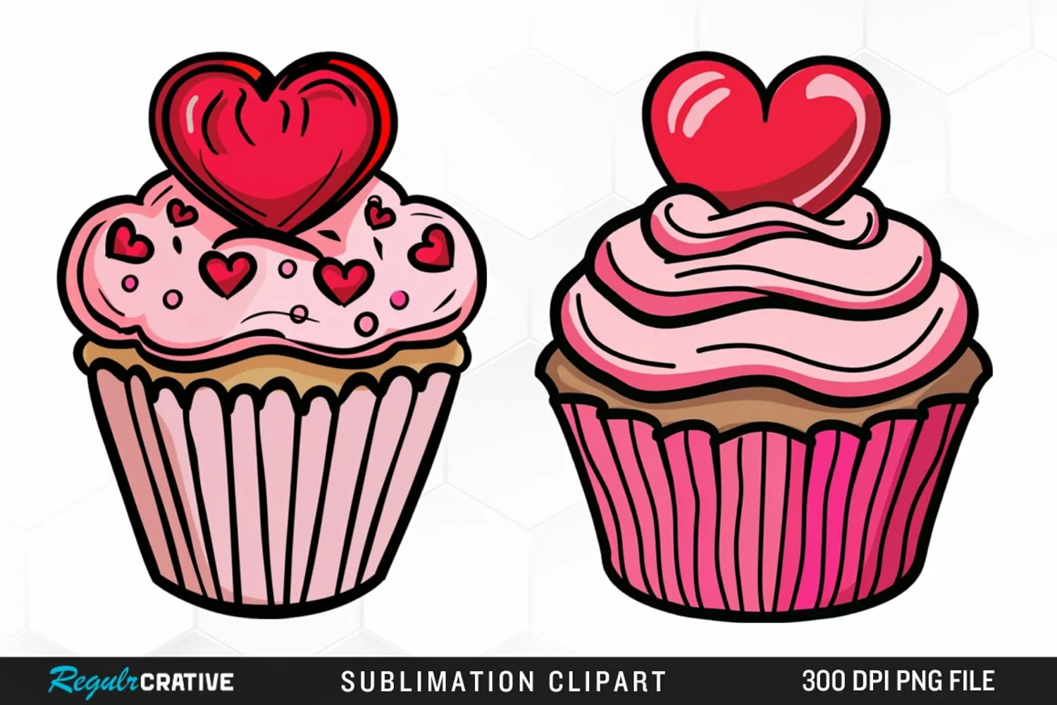 Watercolor Valentines Cupcake Clipart product image 1