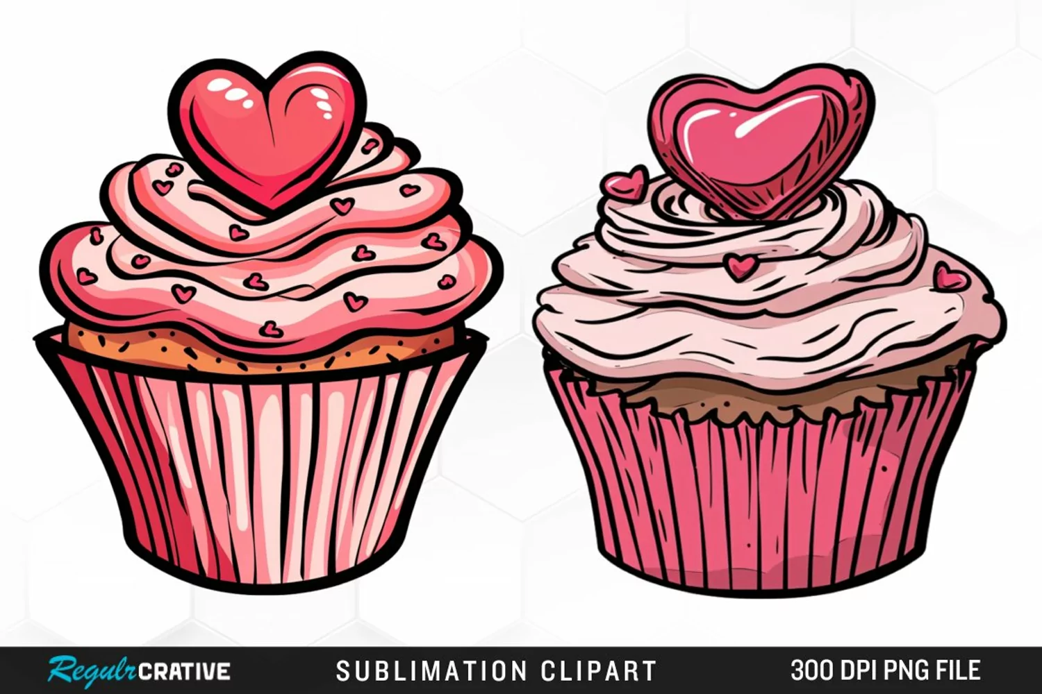 Watercolor Valentines Cupcake Clipart product image 1
