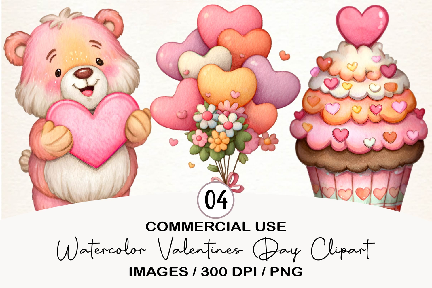 Watercolor Valentines Day Clipart product image 1