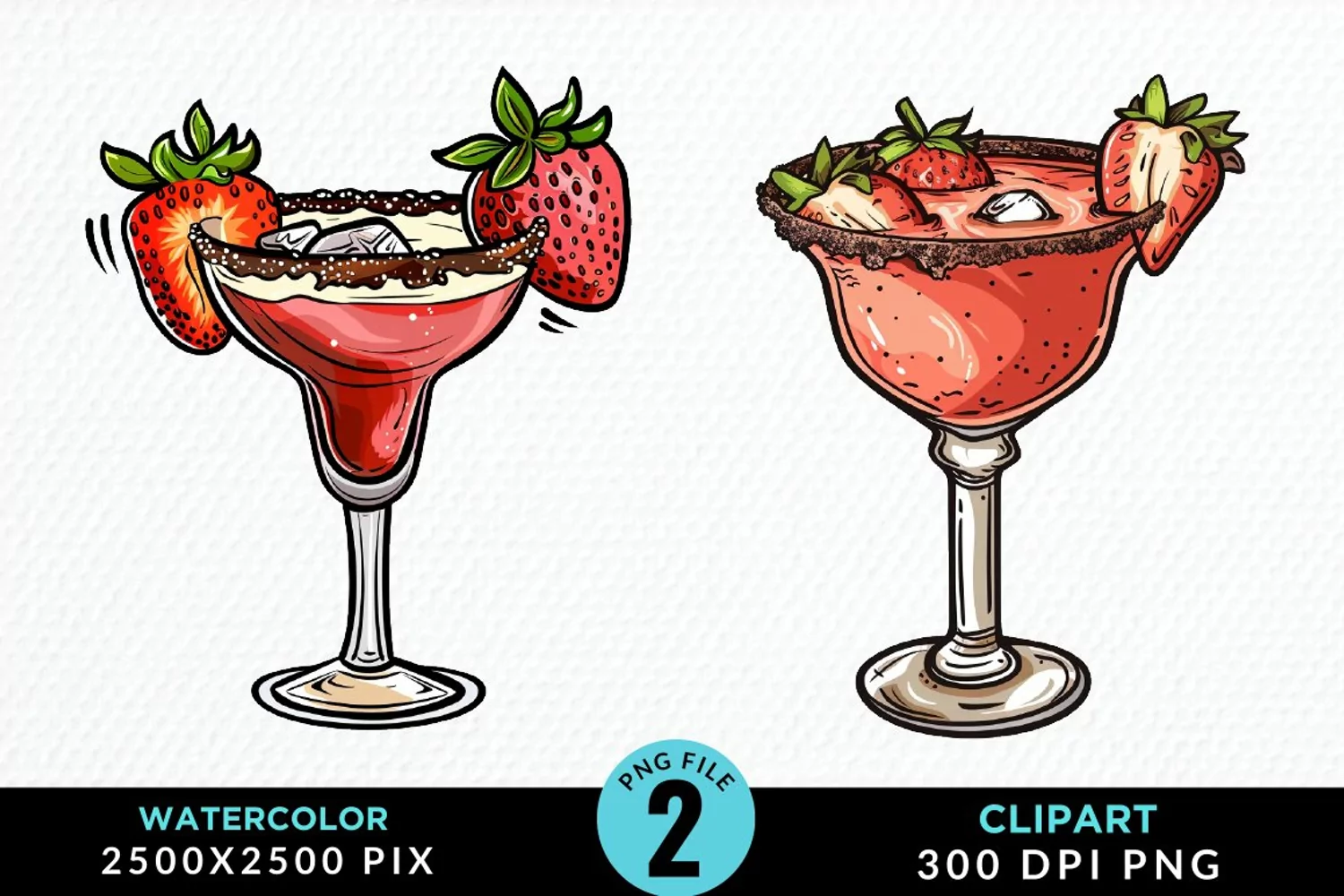 Watercolor Valentines Drinks Collection Clipart product image 1