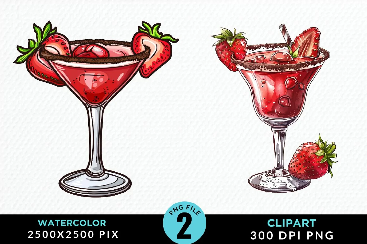 Watercolor Valentines Drinks Collection Art Clipart product image 1
