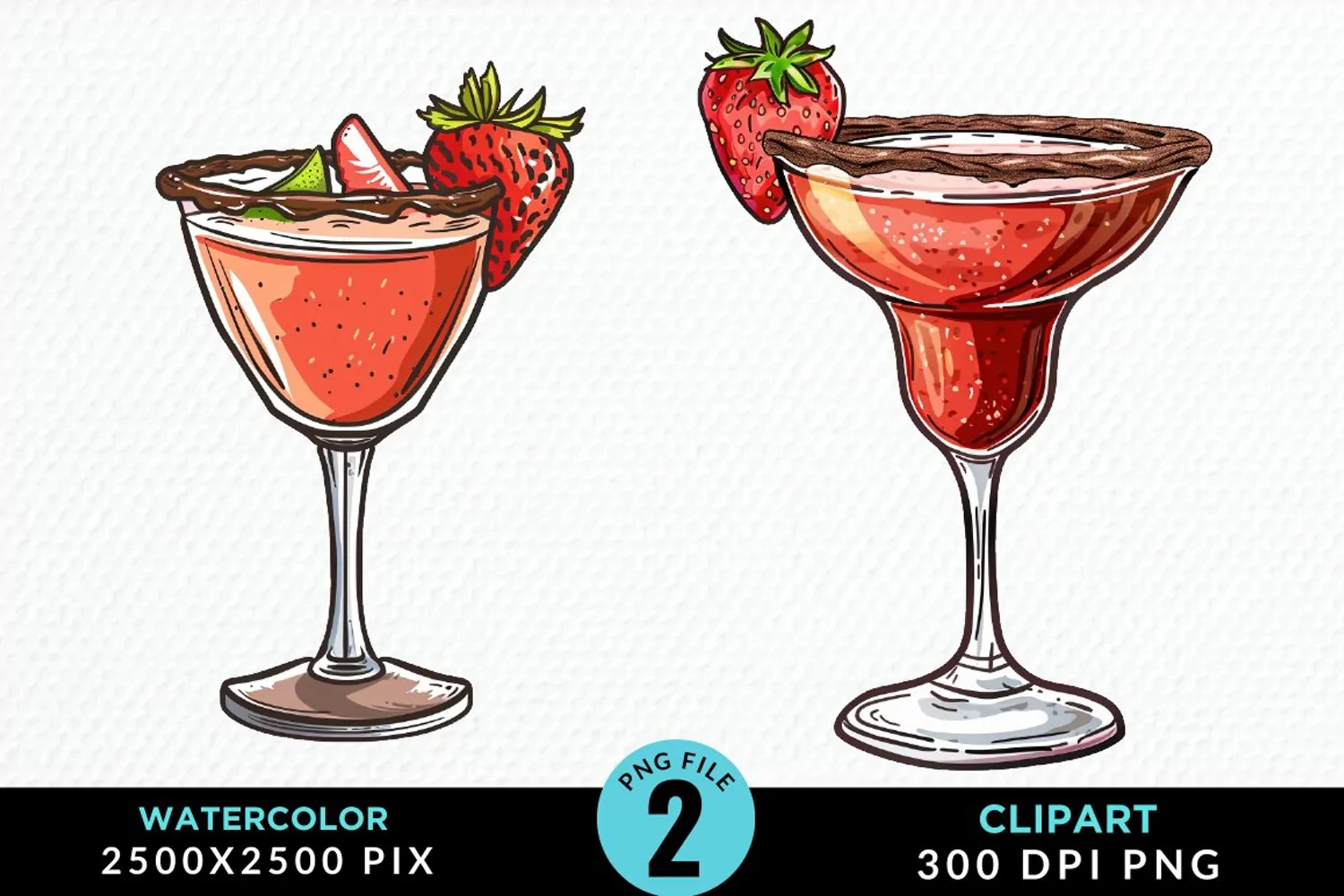 Watercolor Valentines Drinks Collection Clipart product image 1
