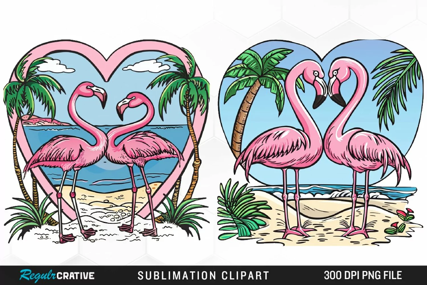 Watercolor Valentines Flamingo Clipart product image 1