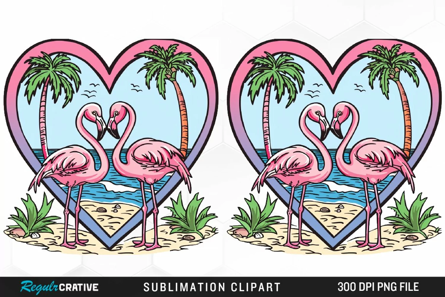 Watercolor Valentines Flamingo Clipart product image 1