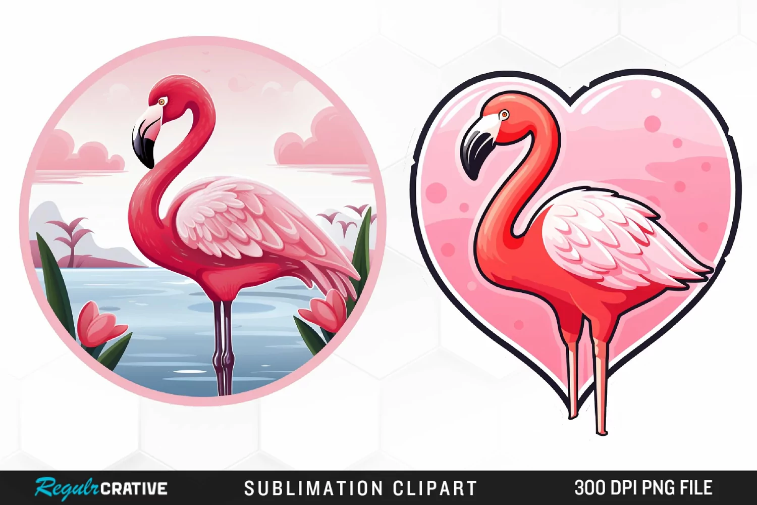 Watercolor Valentines Flamingo Art Clipart product image 1