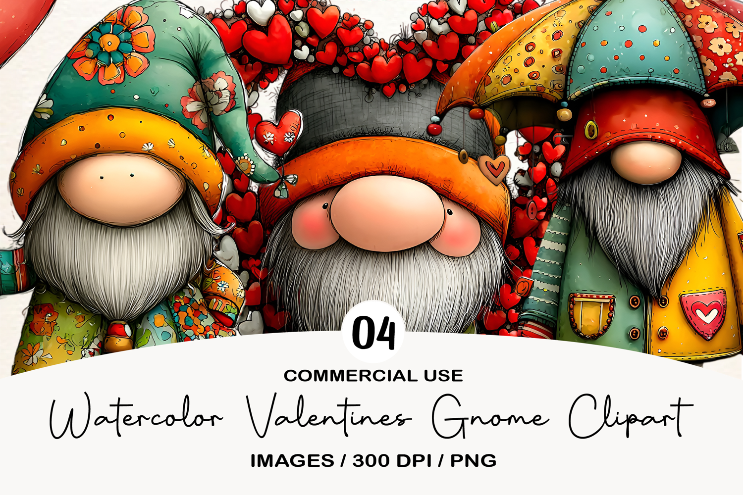 Watercolor Valentines Gnome Clipart product image 1