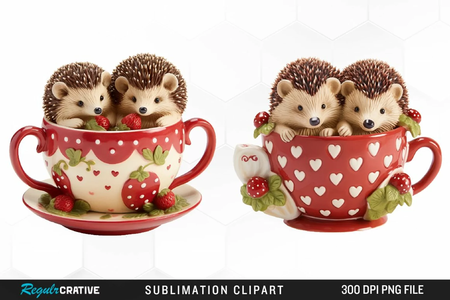 Watercolor Valentines Hedgehog PNG Clipart product image 1