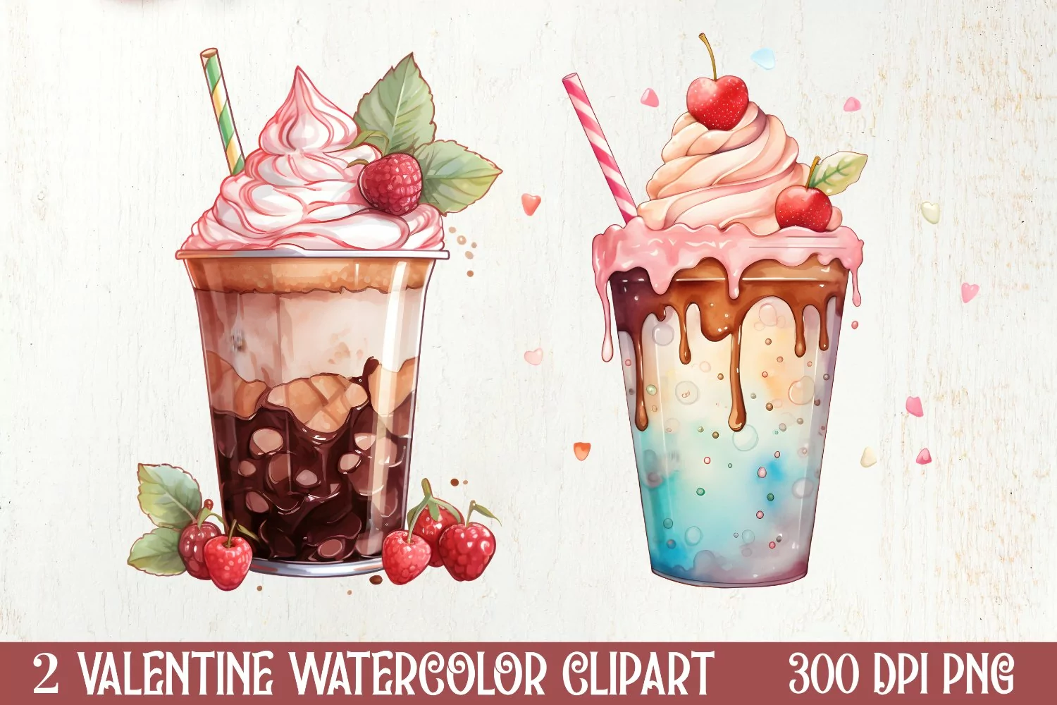 Coffee Latte Valentine Day Clipart, Valentines PN product image 1