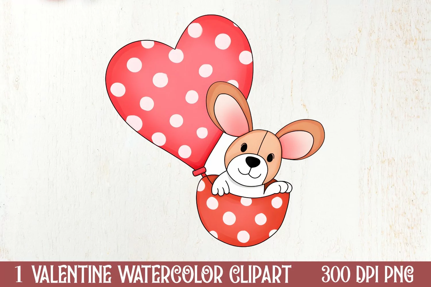 Cute Chibi Corgi Valentine Clipart, Valentines Clipart product image 1