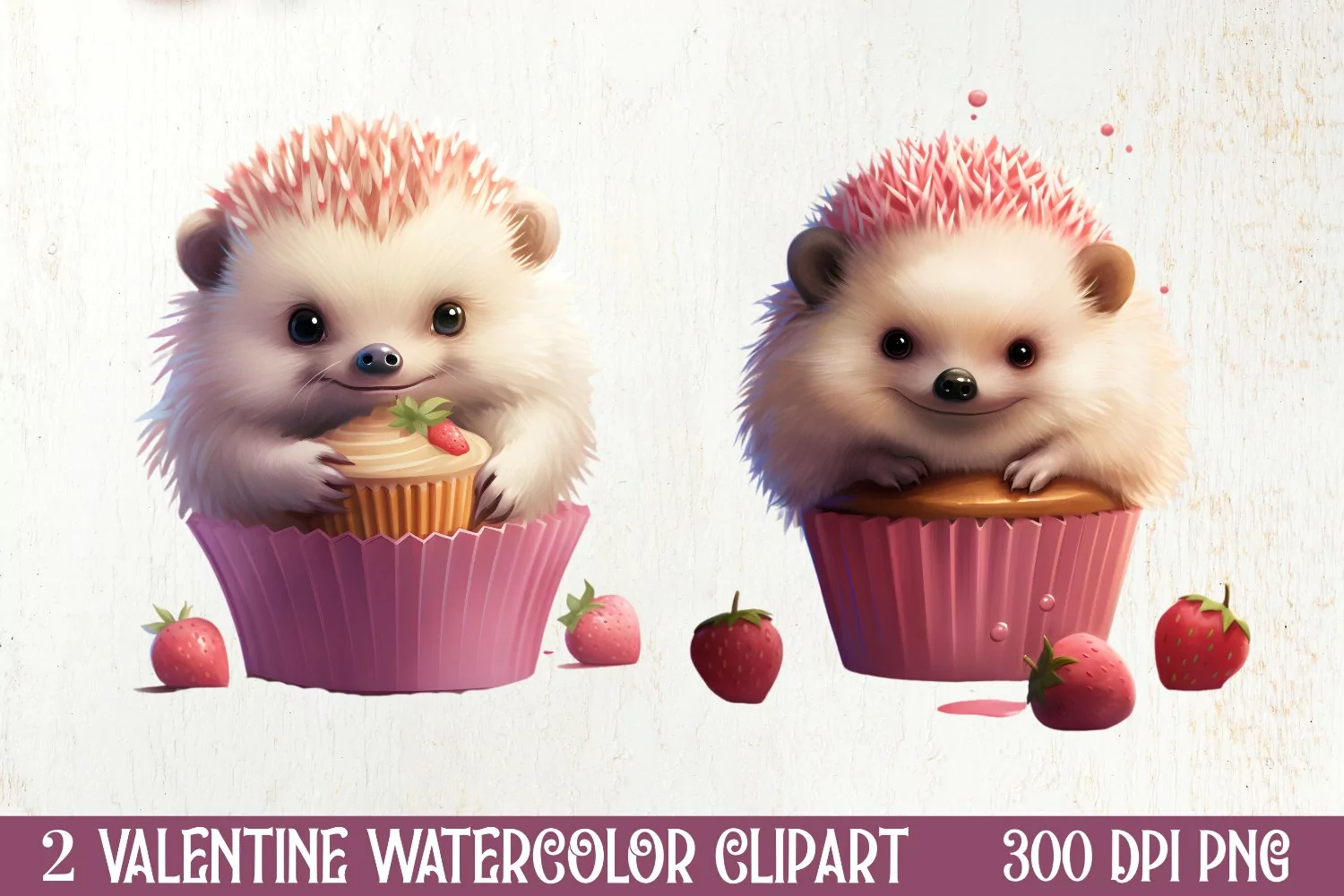 Hedgehog Loves Cupcake Clipart Sublimation, Valentines PNG product image 1