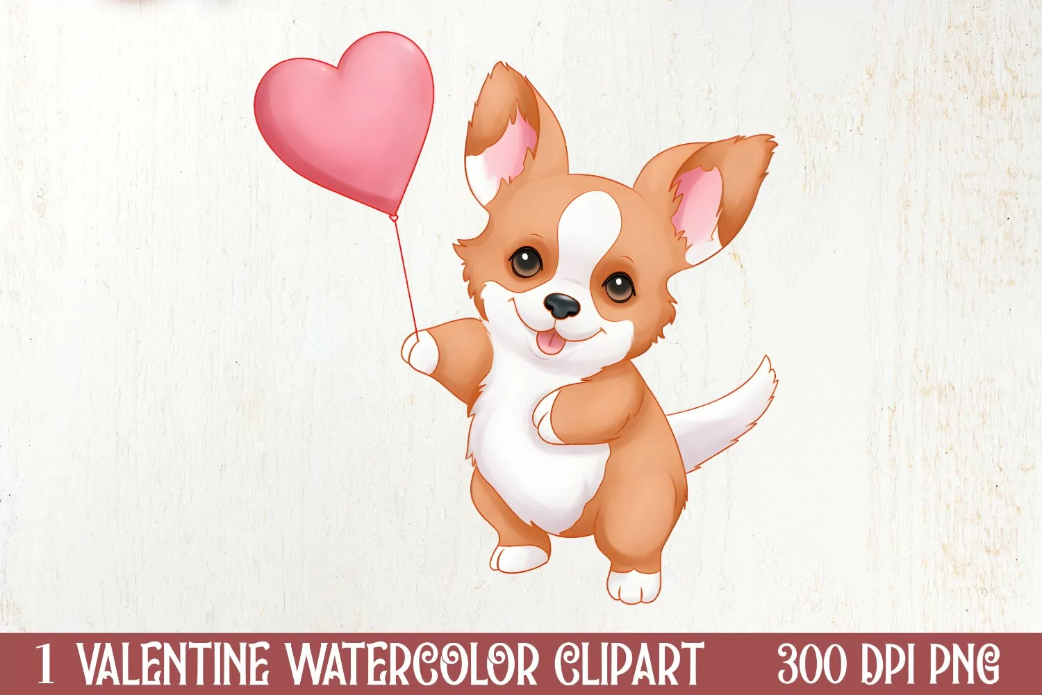 Cute Chibi Corgi Valentine Clipart, Valentines Clipart product image 1