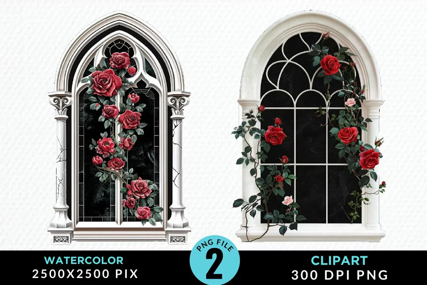 Watercolor Valentines Window Clipart product image 1