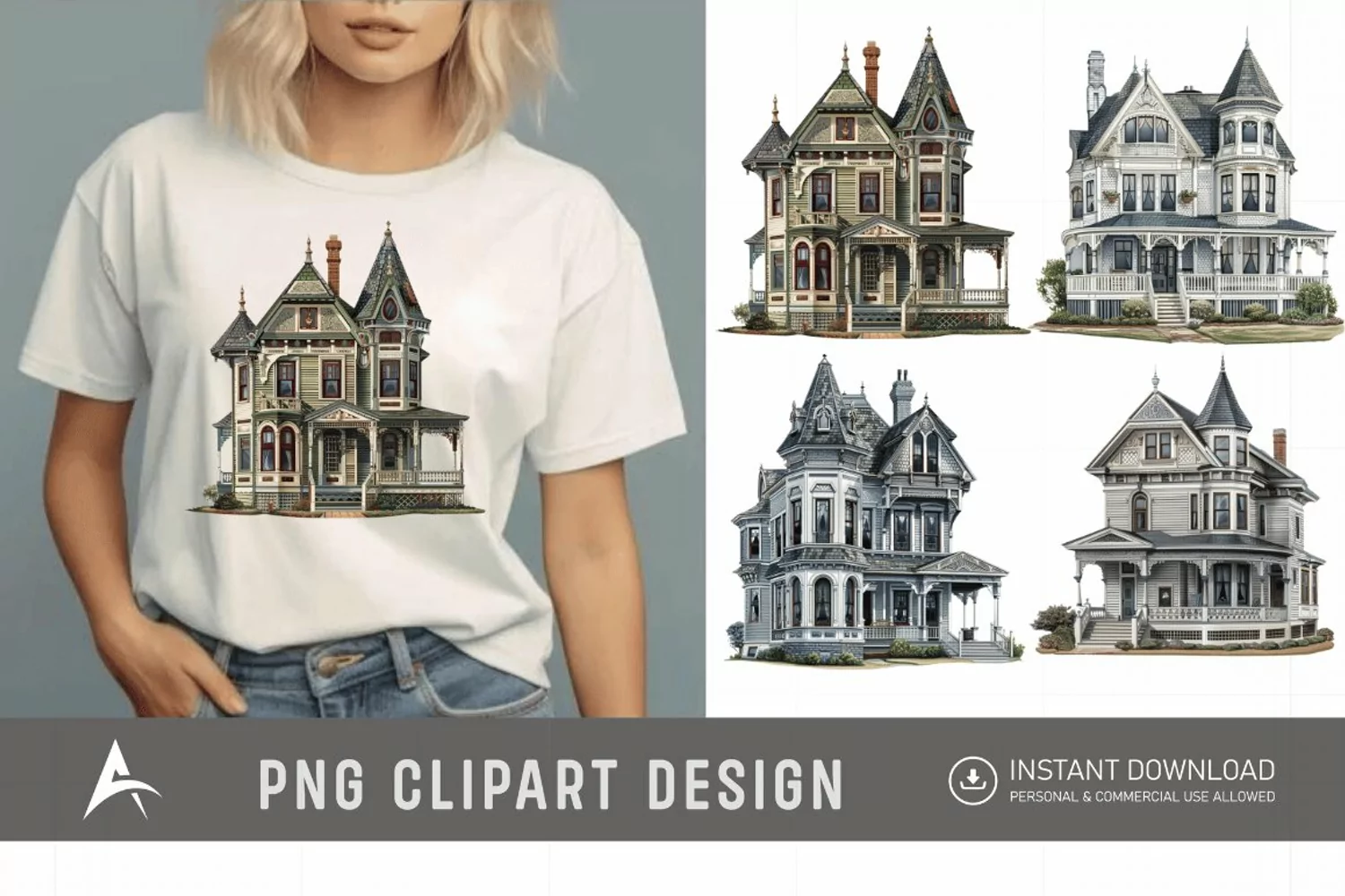 Watercolor Victorian House Clipart product image 1