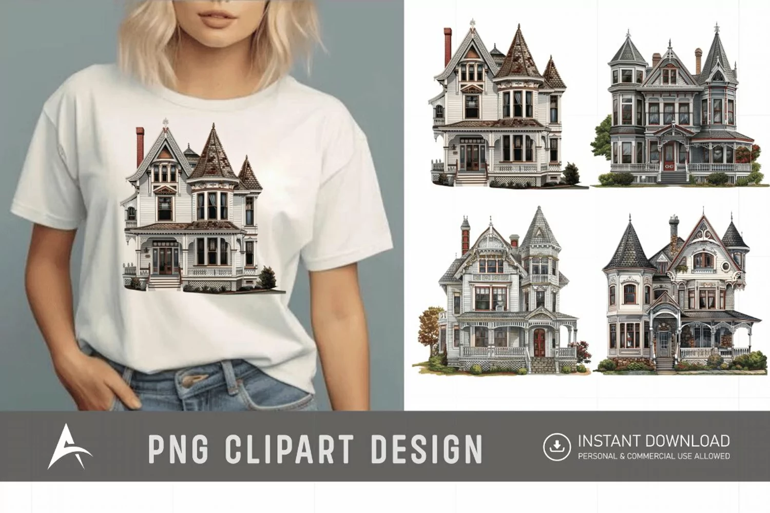 Watercolor Victorian House Clipart product image 1