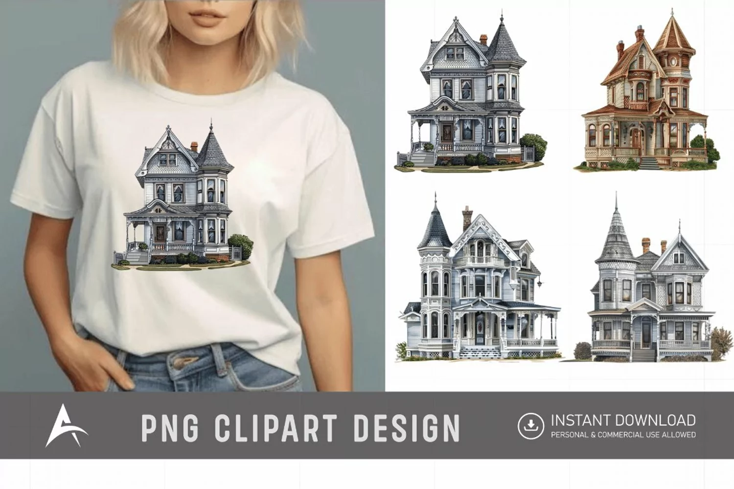 Watercolor Victorian House Clipart product image 1