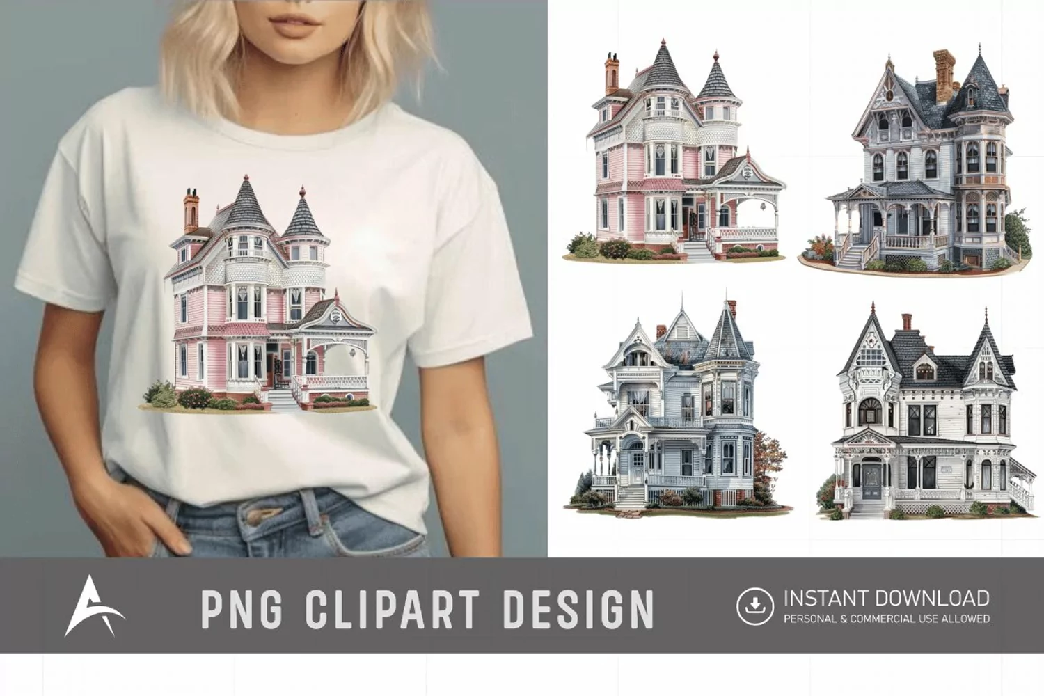 Watercolor Victorian House Clipart product image 1