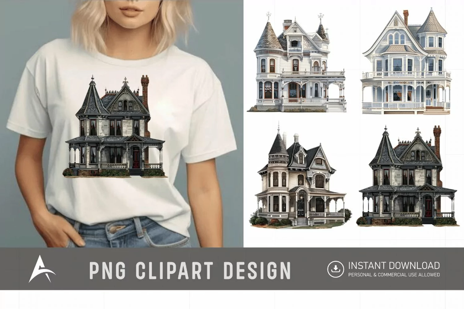 Watercolor Victorian House Clipart product image 1