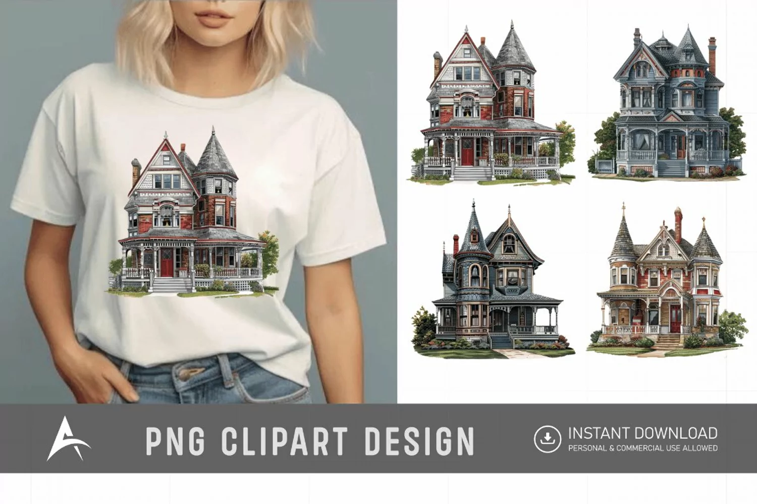 Watercolor Victorian House Clipart product image 1