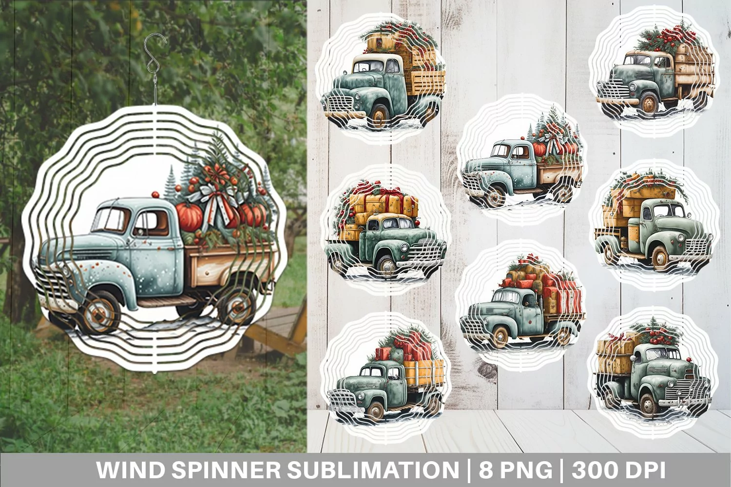 Watercolor Pickup Truck Wind Spinner | Sublimation Spinner product image 1