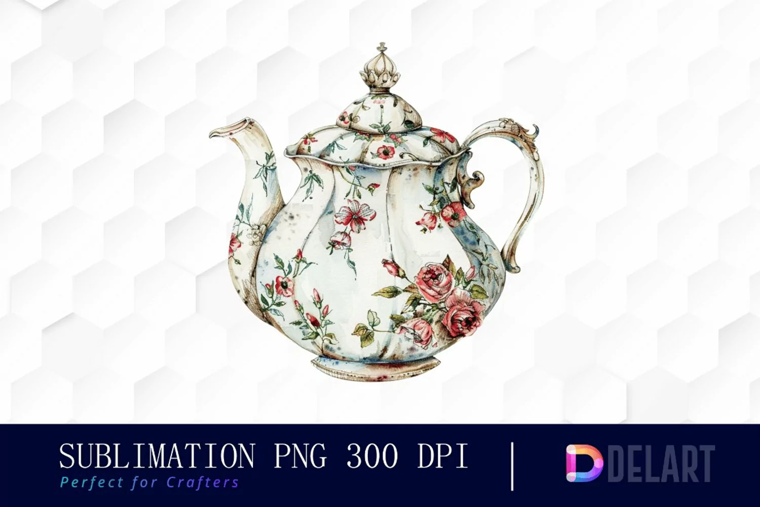Vintage Teapot Sublimation PNG Clipart product image 1