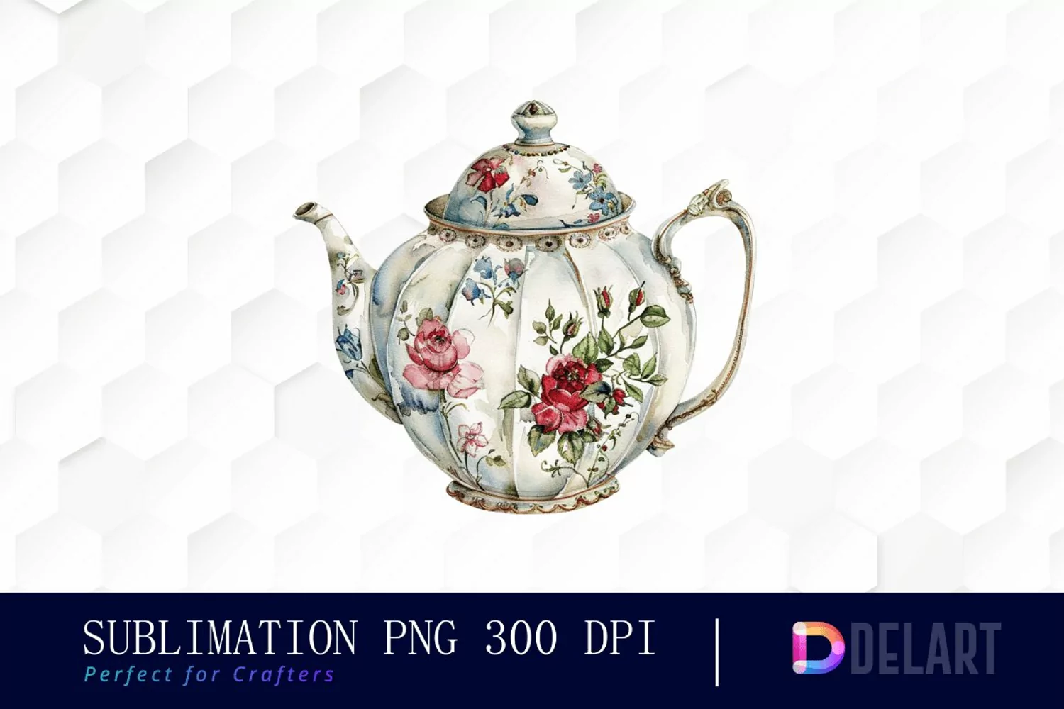 Vintage Teapot Watercolor Clipart product image 1
