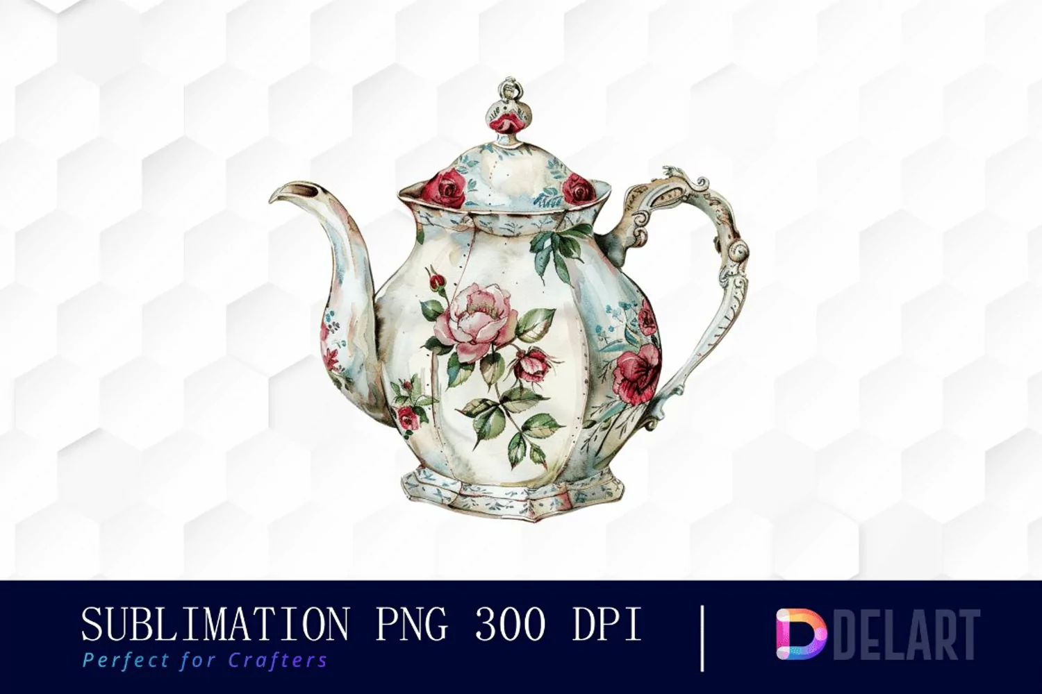 Vintage Teapot Watercolor Clipart product image 1
