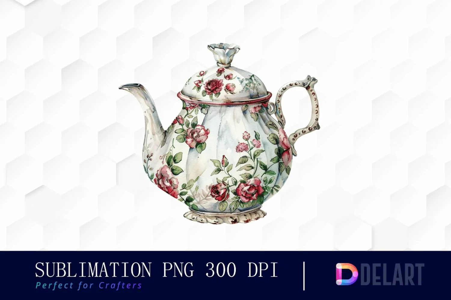 Vintage Teapot Watercolor Clipart product image 1