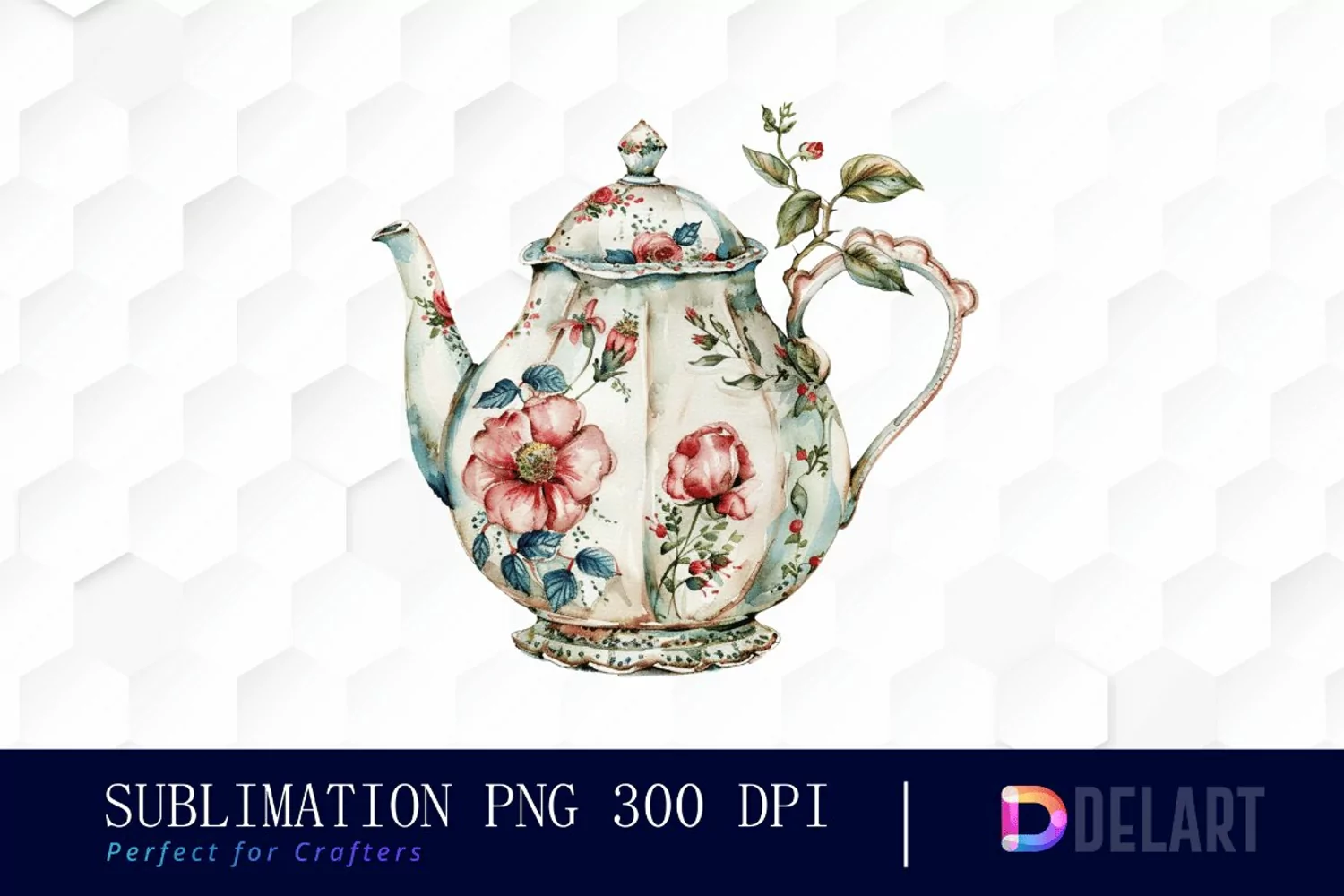 Vintage Teapot Watercolor Clipart product image 1