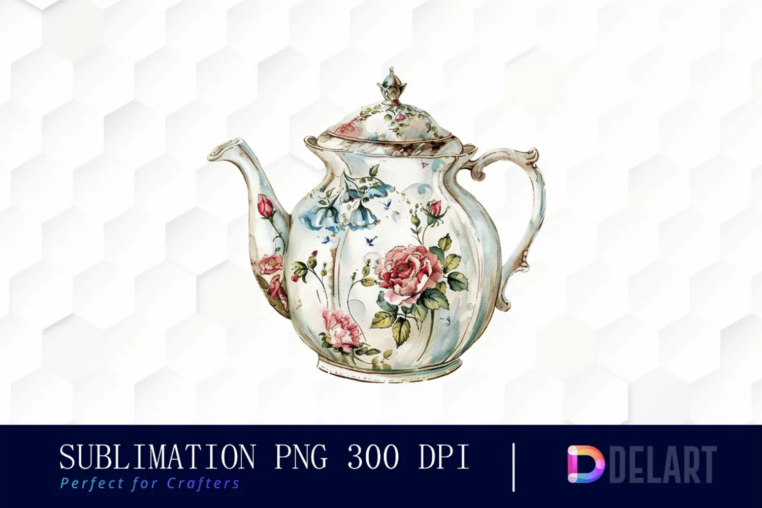 Vintage Teapot Watercolor Clipart product image 1