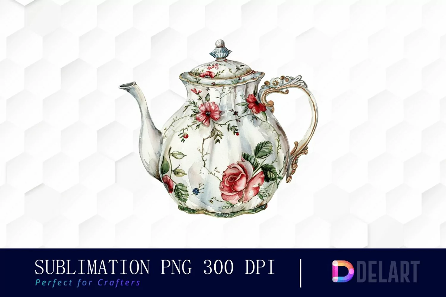Vintage Teapot Sublimation PNG Clipart product image 1