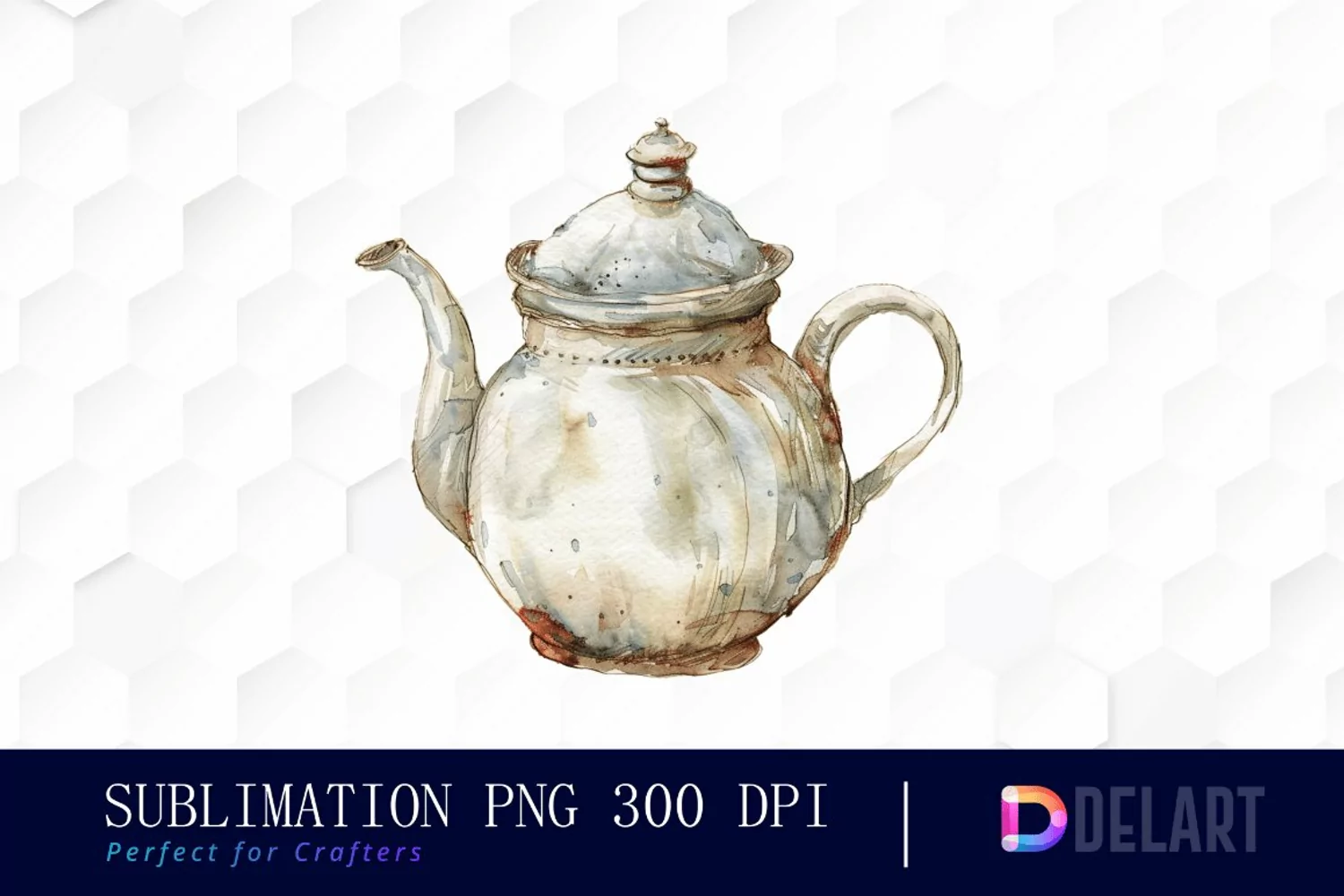 Vintage Teapot Sublimation PNG Clipart product image 1