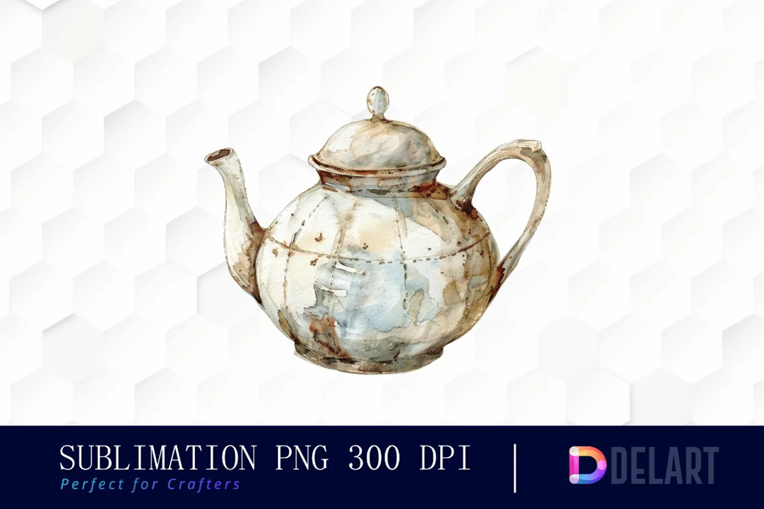 Vintage Teapot Watercolor Clipart product image 1